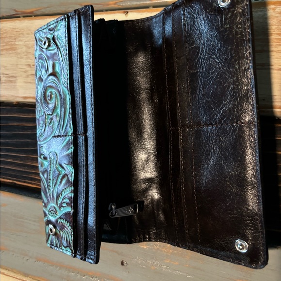 Patricia Nash Elegant Floral Embossed Clutch - Turquoise and Brown - Picture 7 of 7